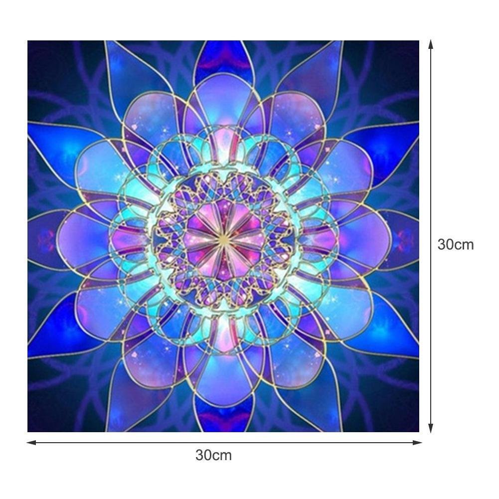 Pintura Diamante - Redondo Completo - Flor Sonhadora Azul