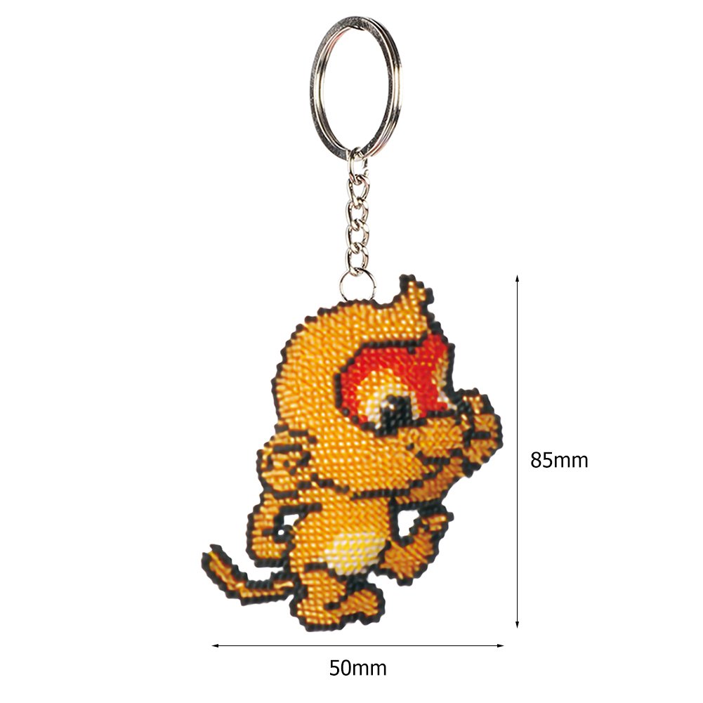 Monkey Stamped Beads Cross Stitch Keychain