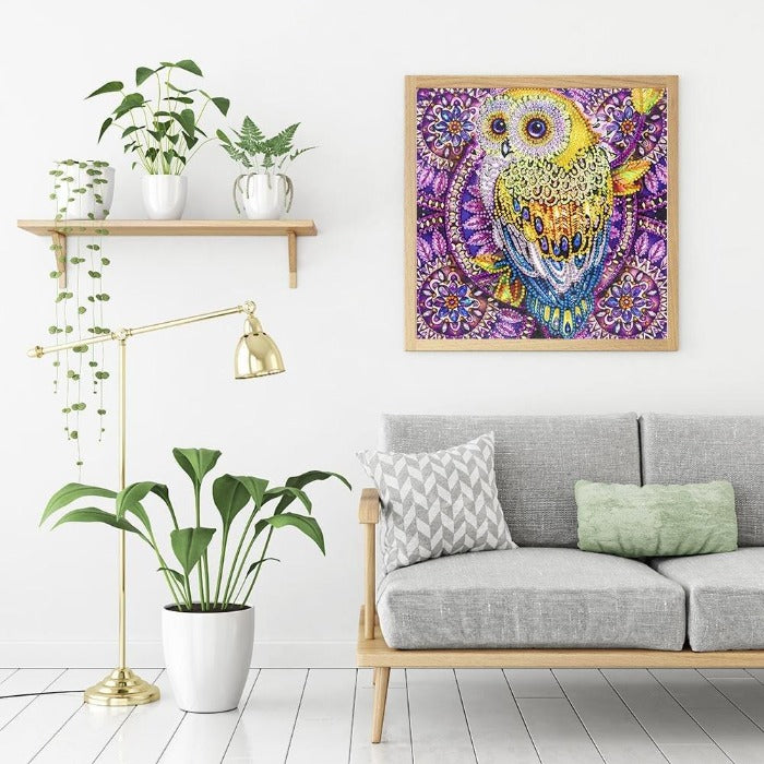 DIY 5D Crystal Rhinestone Diamond Painting Kit Gold Owl