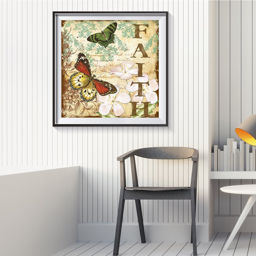 11ct Estampado Ponto Cruz - Borboleta (40*40cm)