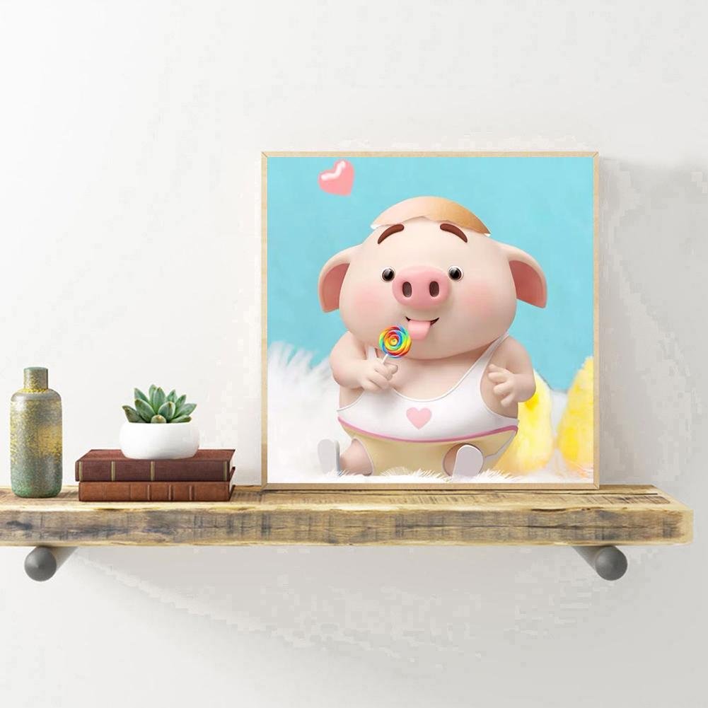 Diamond Painting - Full Round - Cartoon Pig