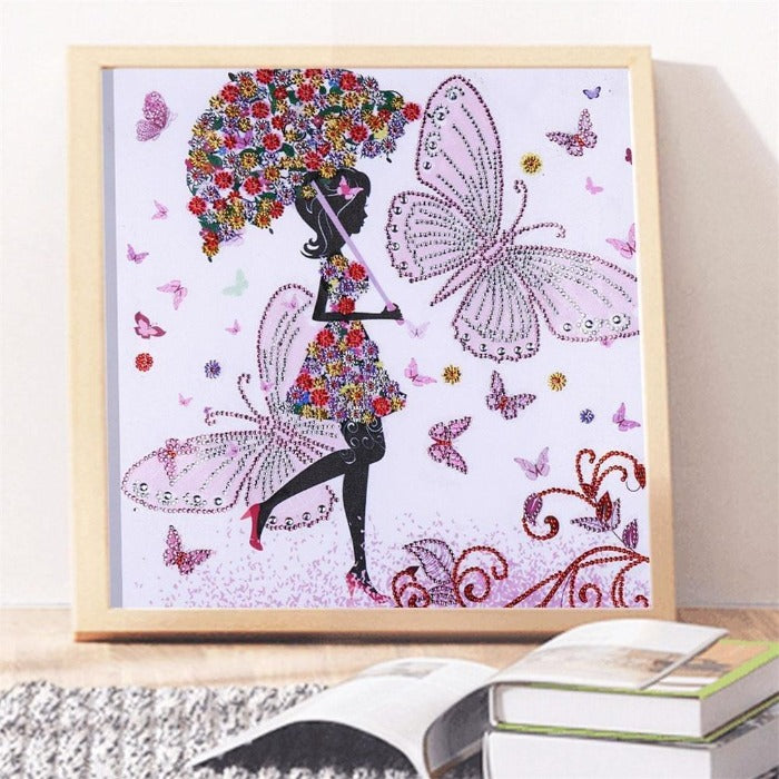 DIY 5D Crystal Rhinestone Diamond Painting Kit Girl Flower Umbrella(40*40cm)