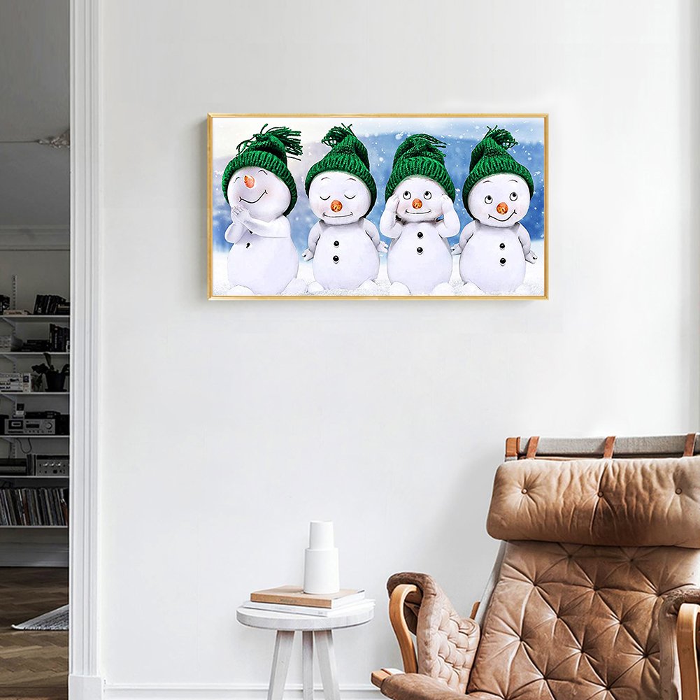 Pintura Diamante - Redondo Completo - Boneco de Neve (30*50cm)
