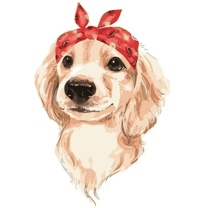 Oil Painting By Number Picture Hand Painted Drawing Acrylic Canvas Headband Dog