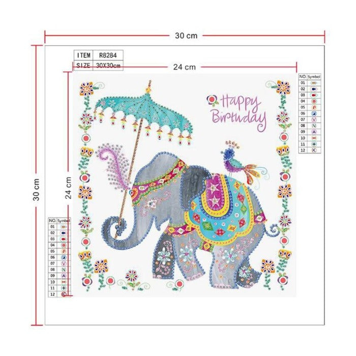 Elephant 5D Diamond Painting (Part Drill) Material: Rhinestone + Canvas