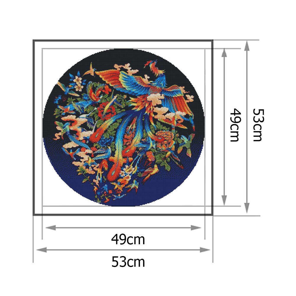 Ponto cruz estampado 14 quilates - Cem pássaros (53*53 cm)