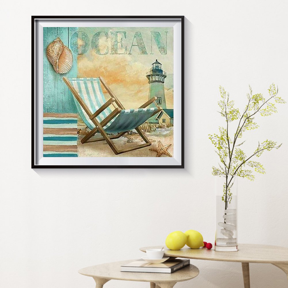 Ponto Cruz Estampado 11ct - Beira Mar (40*40cm)