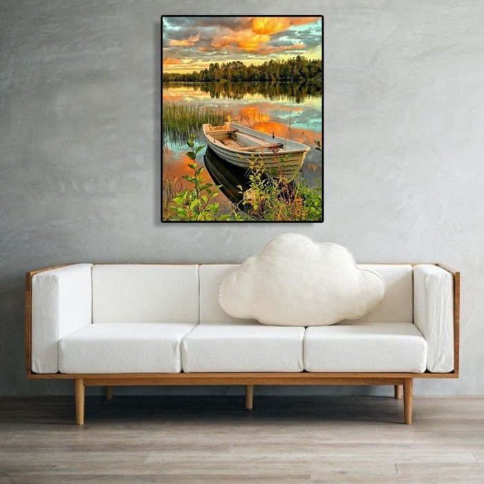 Painting By Numbers Kit DIY Boat Grove Hand Painted Canvas Oil Art Picture