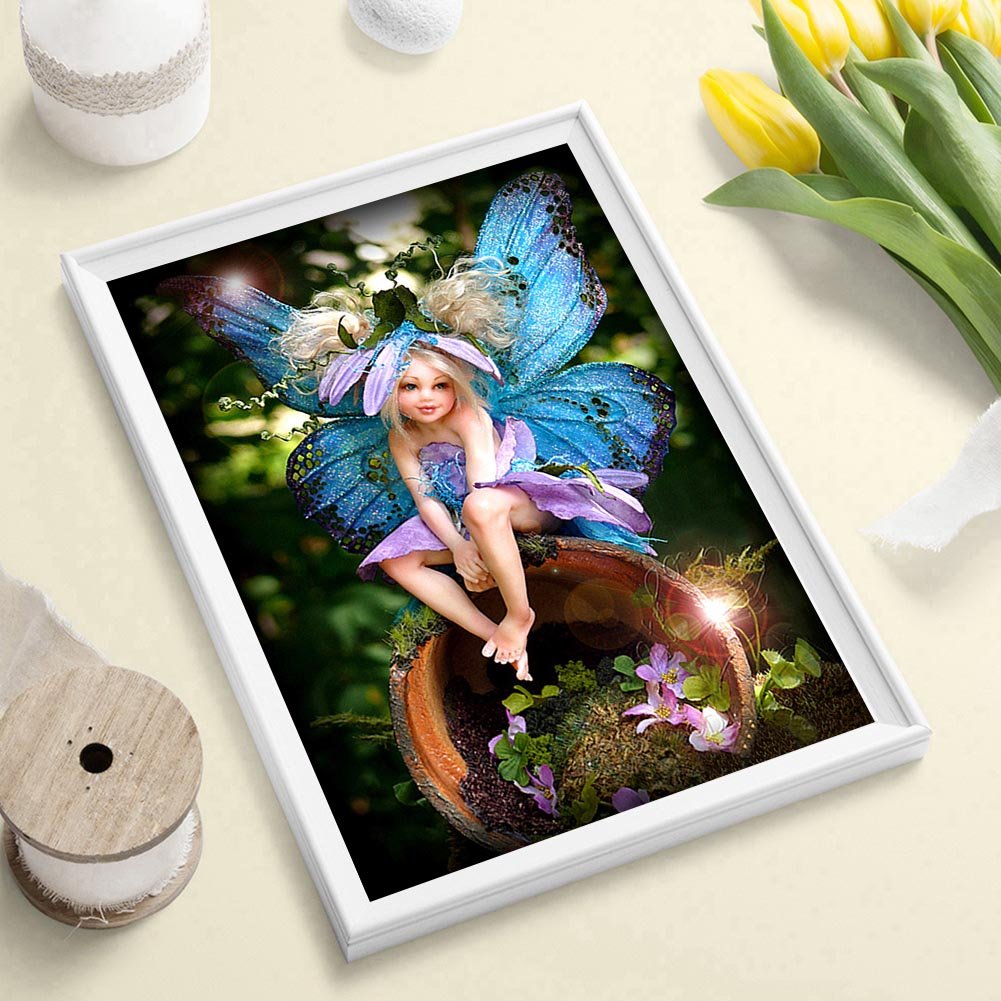 Pintura Diamante - Rodada Completa - Fada Menina C