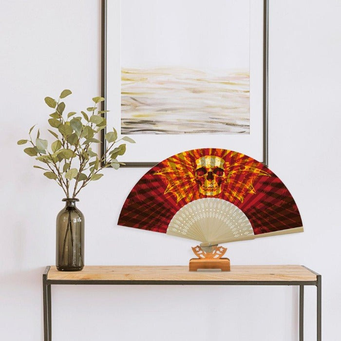 DIY Oil Paint By Number Folding Paper Fan Art Craft Skull Head