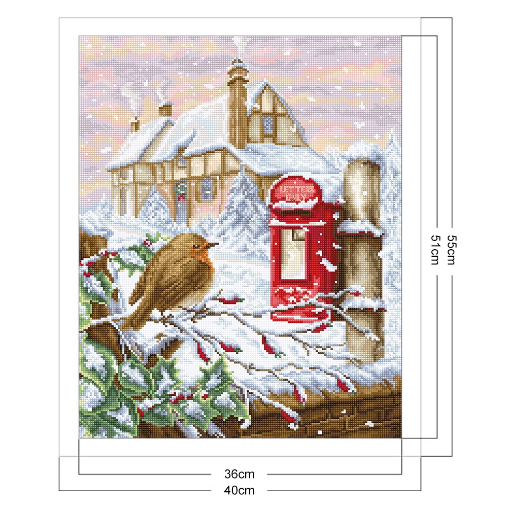 Ponto cruz estampado 11 ct - caixa de correio de pássaro (40*55 cm)