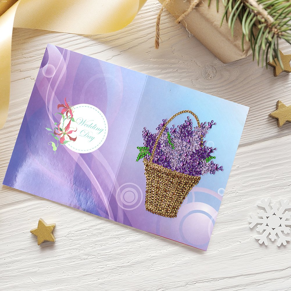 DIY Diamond Painting Greeting Card - Purple Flower