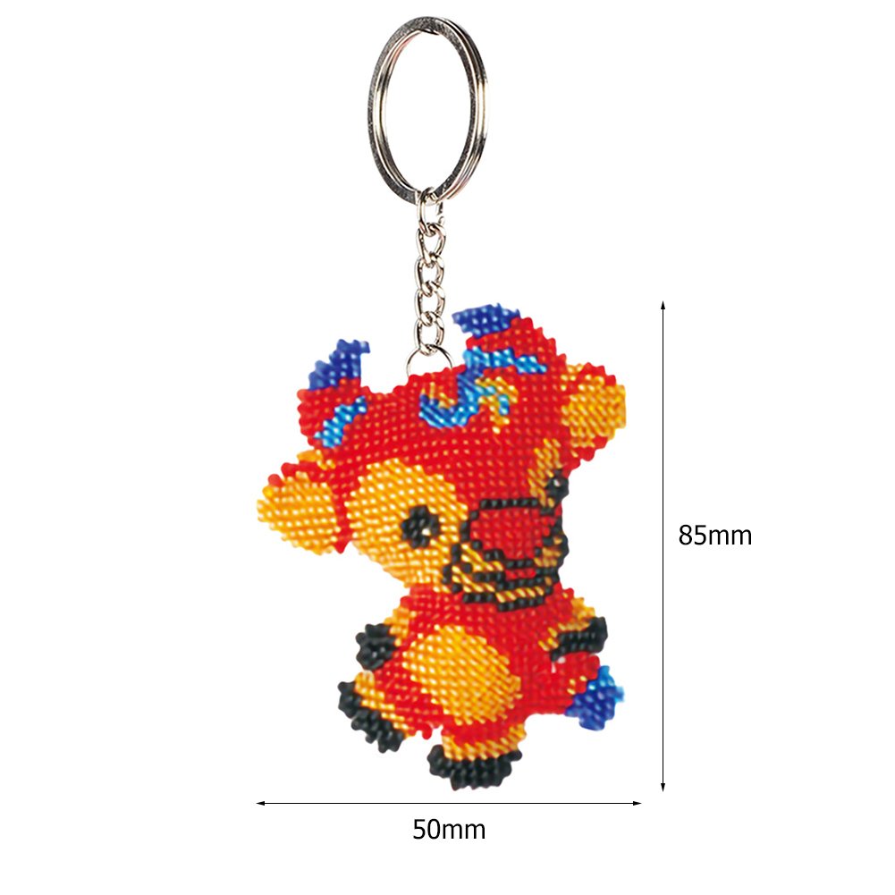 Stamped Beads Cross Stitch Keychain Cow
