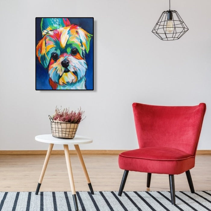 Oil Painting By Number Picture Acrylic Canvas Colorful Dog Wall Art Craft Decor