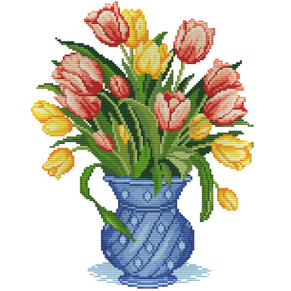 14ct Stamped Cross Stitch Tuilp Vase(37*29cm)