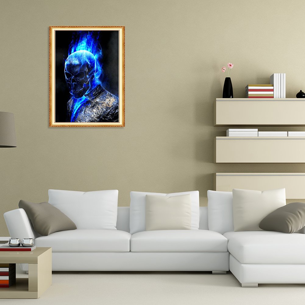Diamond Painting - Full Round - Blue Flame Skull