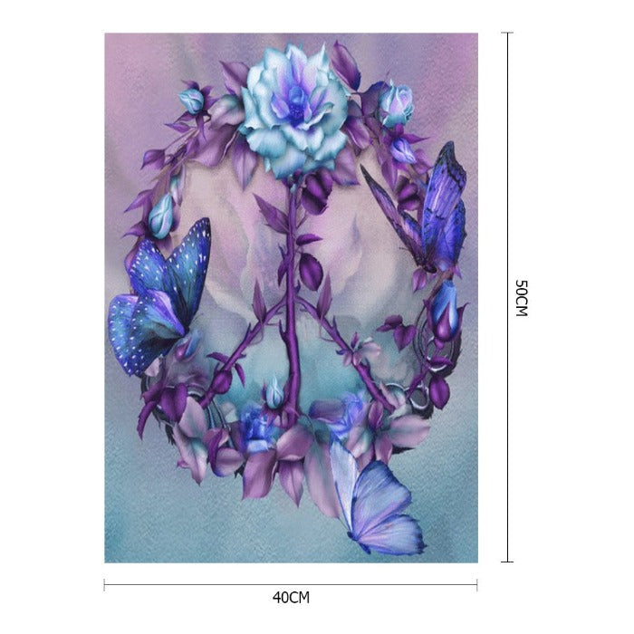 Painting By Numbers Butterfly Flower Hand Painted Artwork Oil Drawing