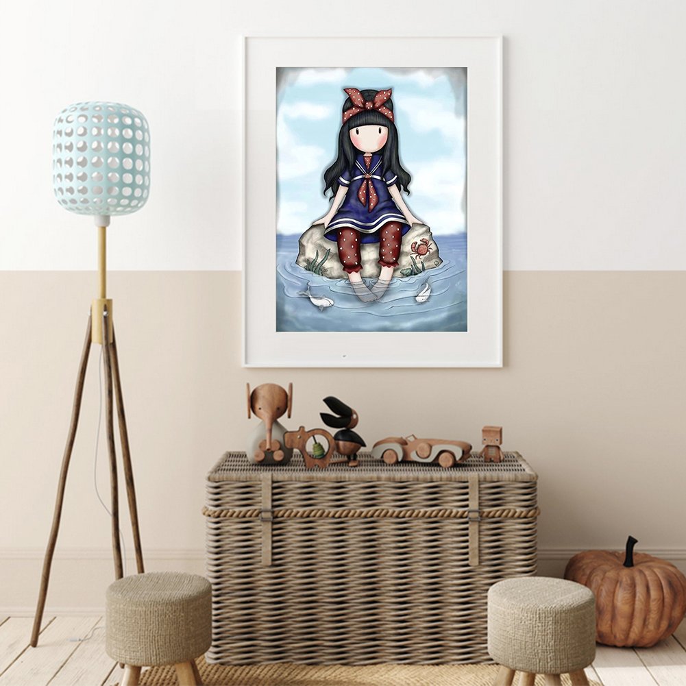 Ponto cruz estampado 11 ct - Creekside Girl (40*50 cm)