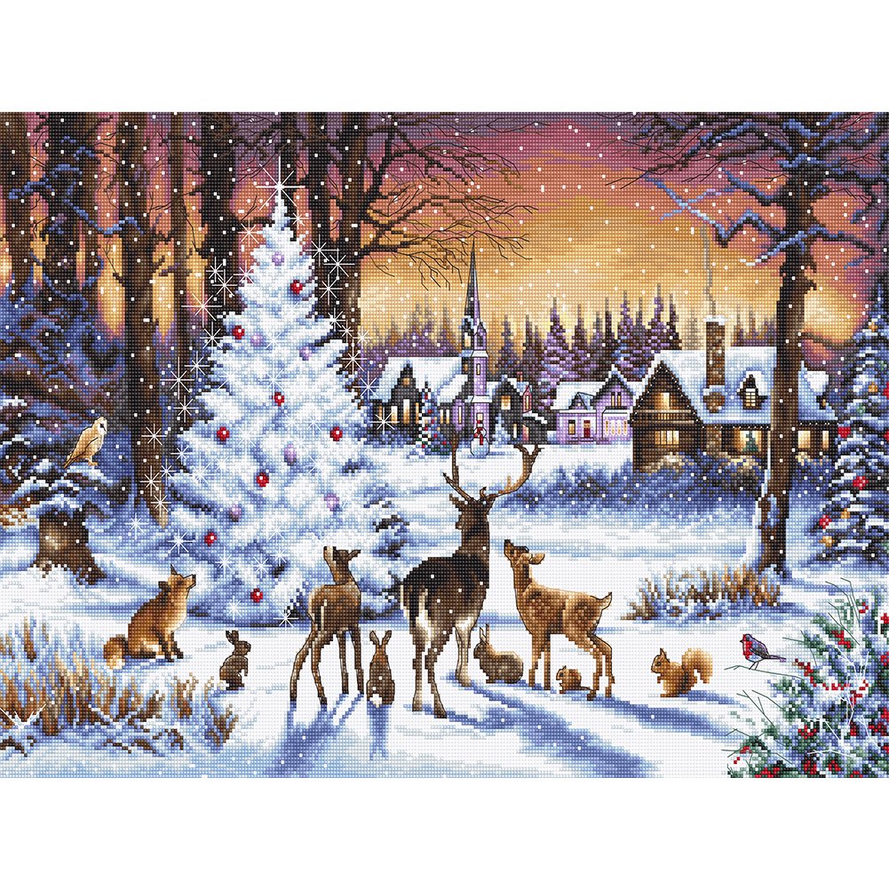 11ct Stamped Cross Stitch Animals in Winter (50*40cm)