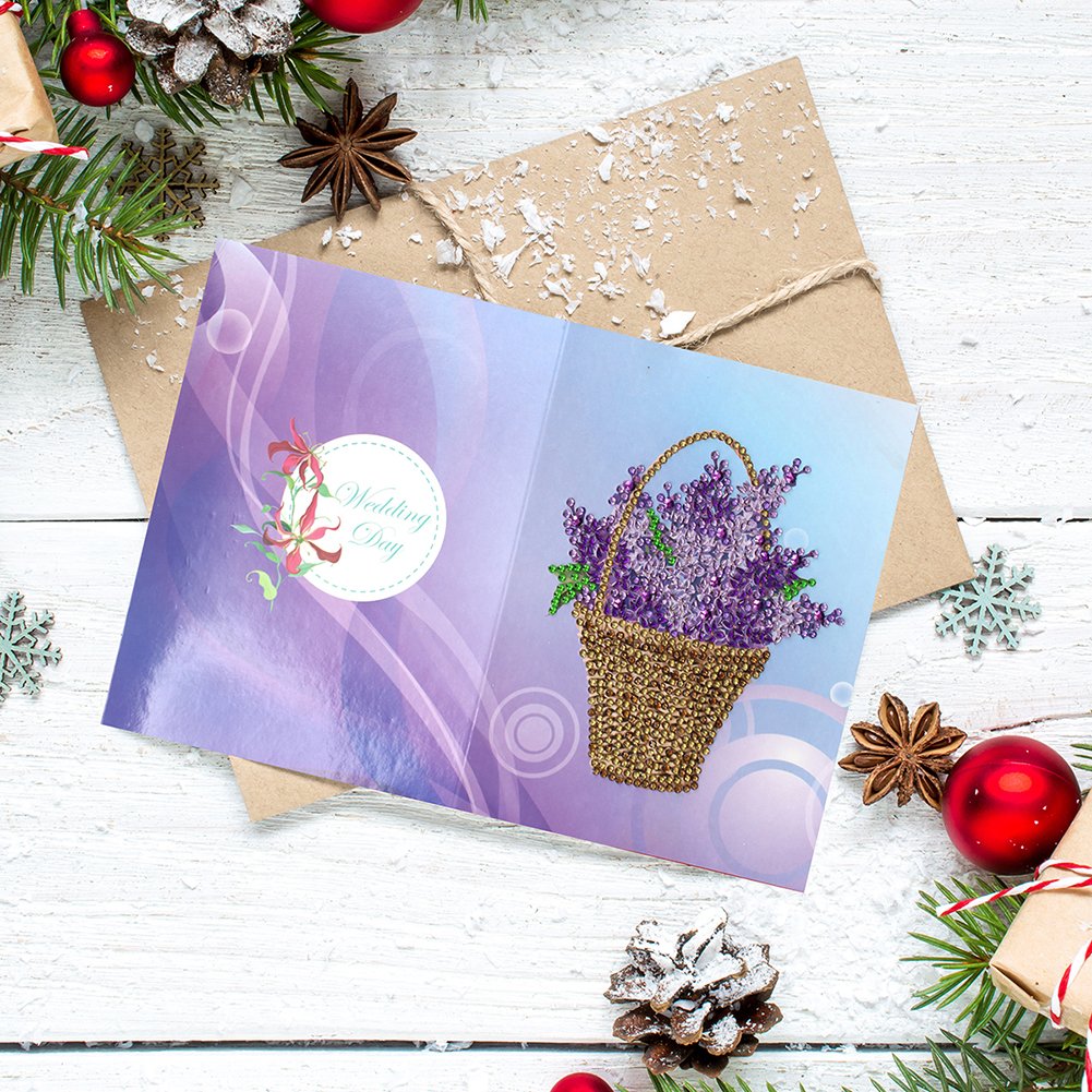 DIY Diamond Painting Greeting Card - Purple Flower