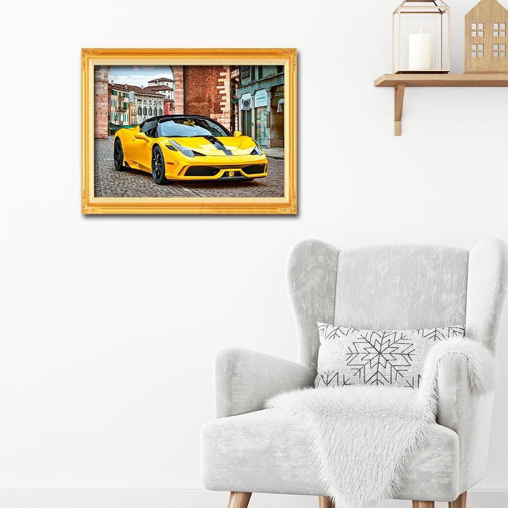 Diamond Painting - Full Round - Yellow Car
