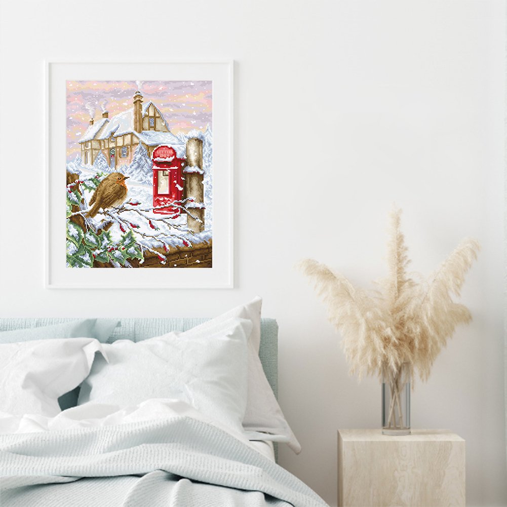 Ponto cruz estampado 11 ct - caixa de correio de pássaro (40*55 cm)