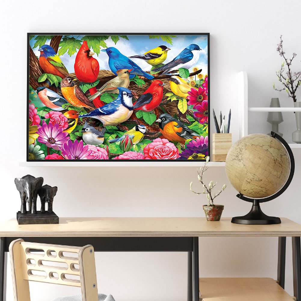 Ponto Cruz Estampado 11ct - Pássaros (50*40cm) B