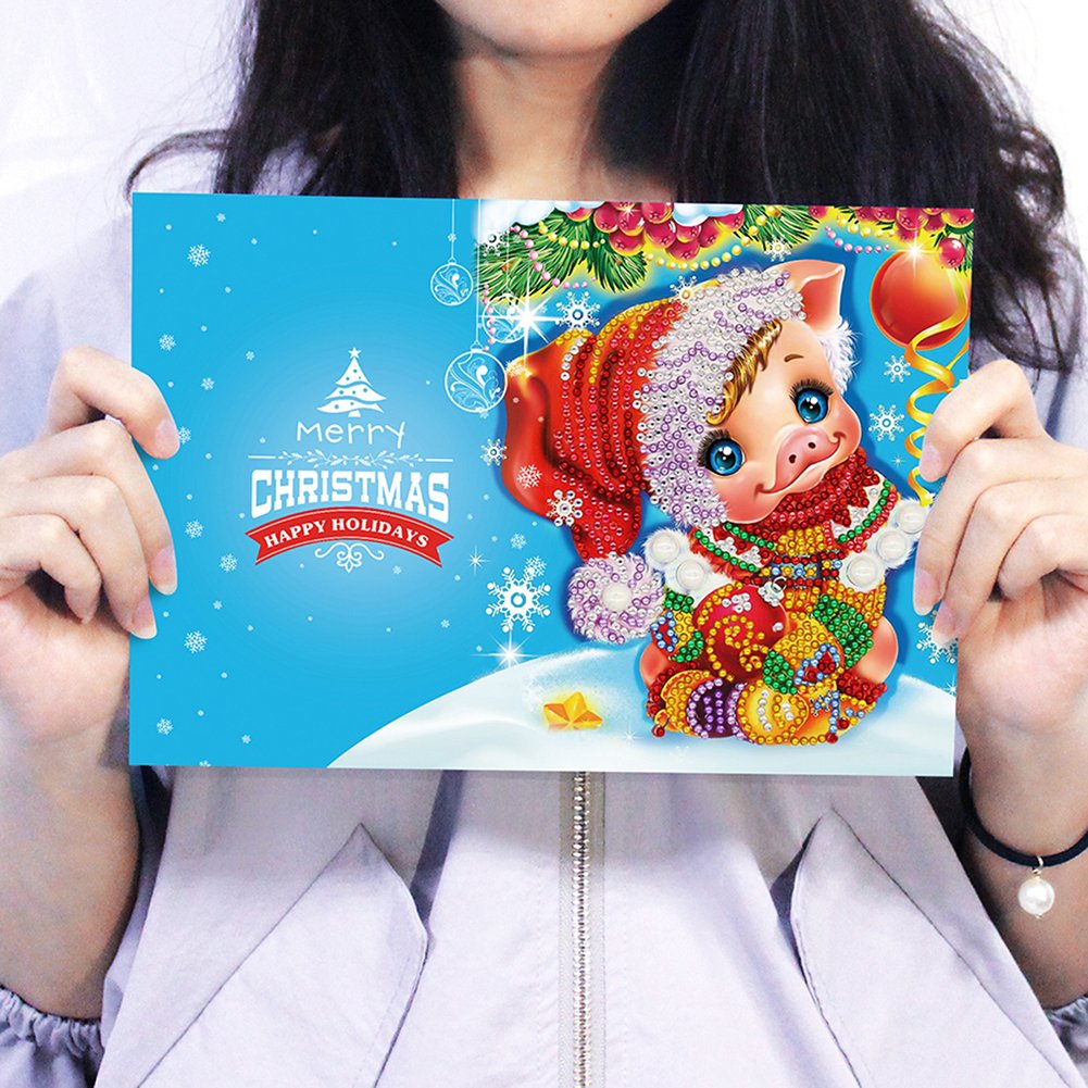 DIY Diamond Painting Greeting Card - Pig