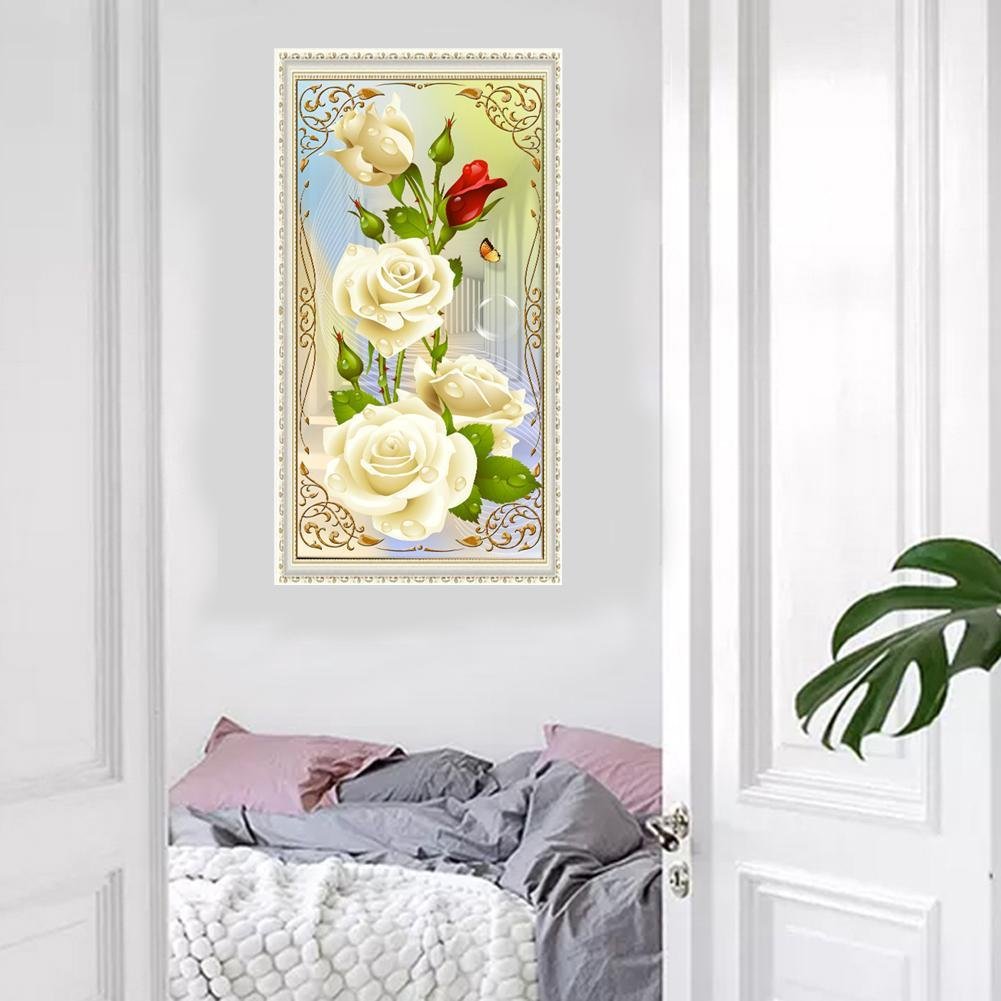 Pintura Diamante - Redondo Parcial - Rosa Branca
