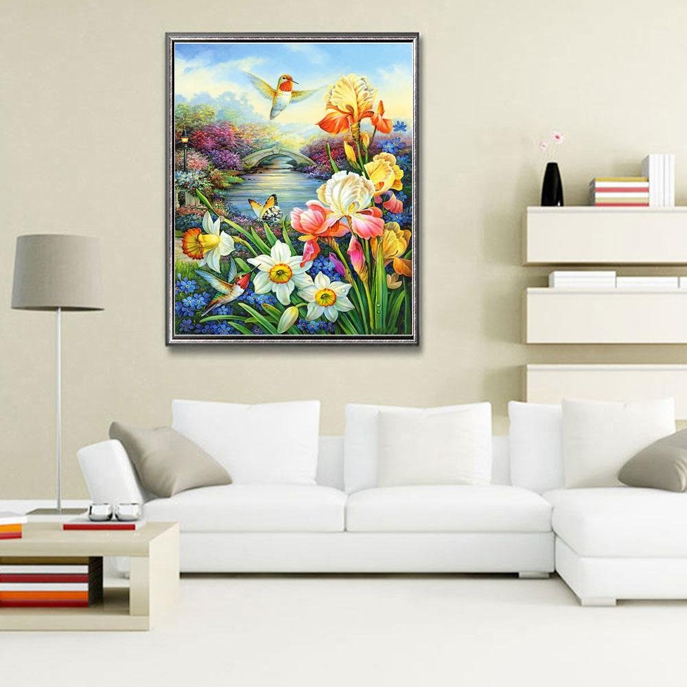 Pintura Diamante - Redondo Completo - Flores K