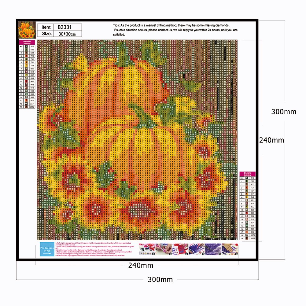 5D DIY Diamond Painting Kit - Full Round - Sunflower Pumpkin