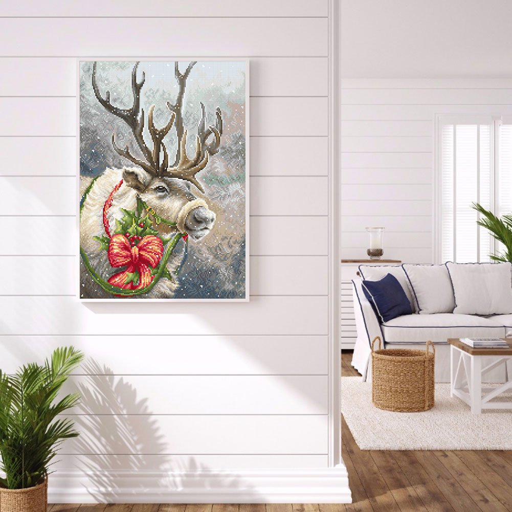 Ponto cruz estampado 11ct - Alce da neve (40*56cm)