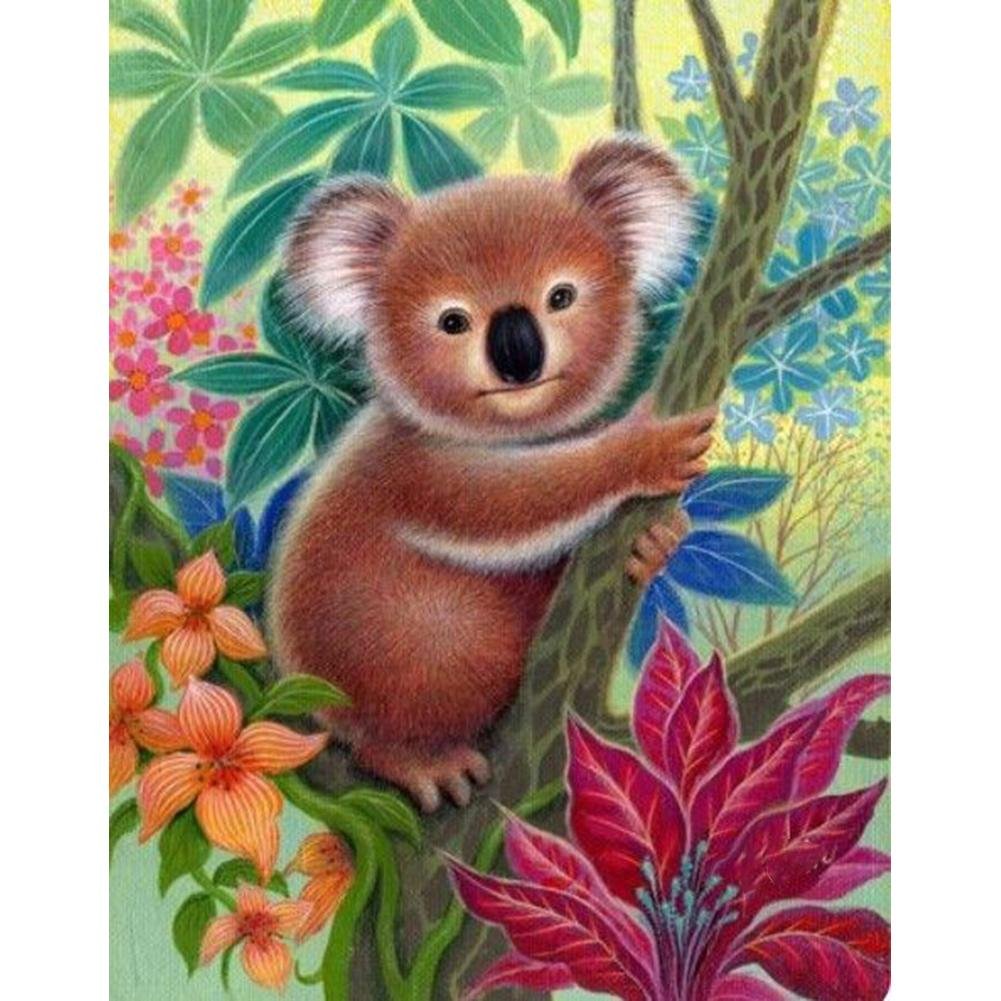5D Diy Diamond Painting Kit Full Round Beads Flower Koala