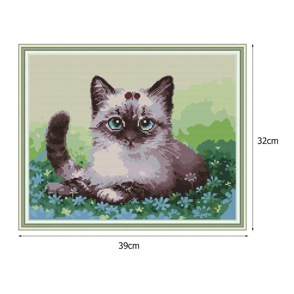 14ct Estampado Ponto Cruz - Gato (39*32cm)