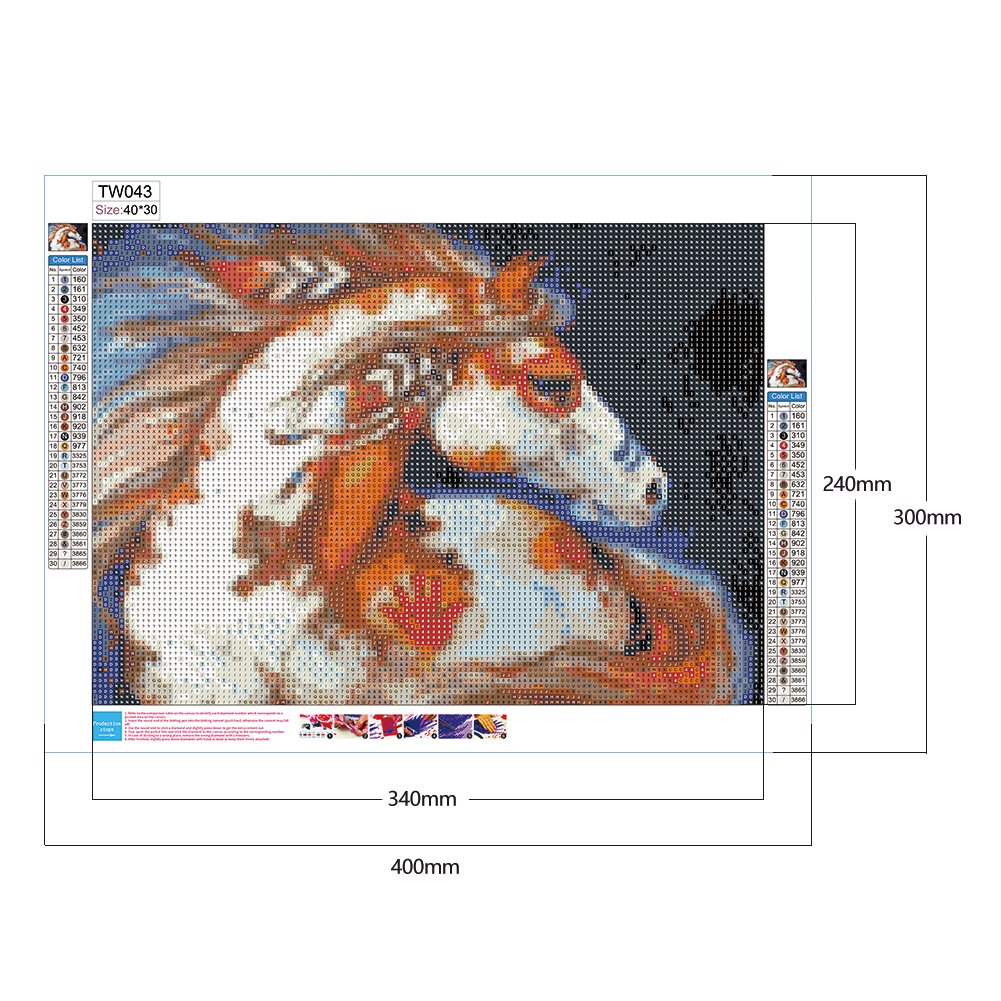 Diamond Painting - Full Round -Colorful War Horse
