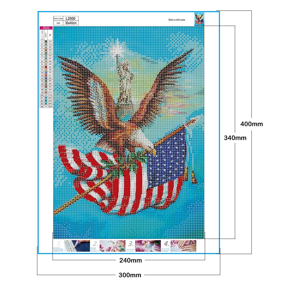 Diamond Painting - Full Round - Eagle Flag B