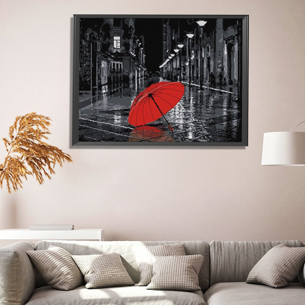Ponto cruz estampado 14 ct - paisagem de rua (51*40 cm)