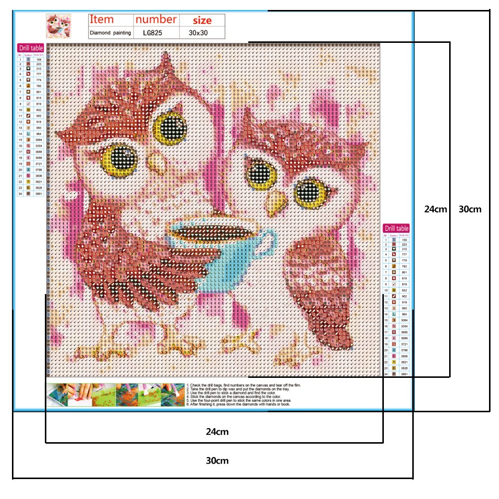 Diamond Painting - Full Round - Cute Owls