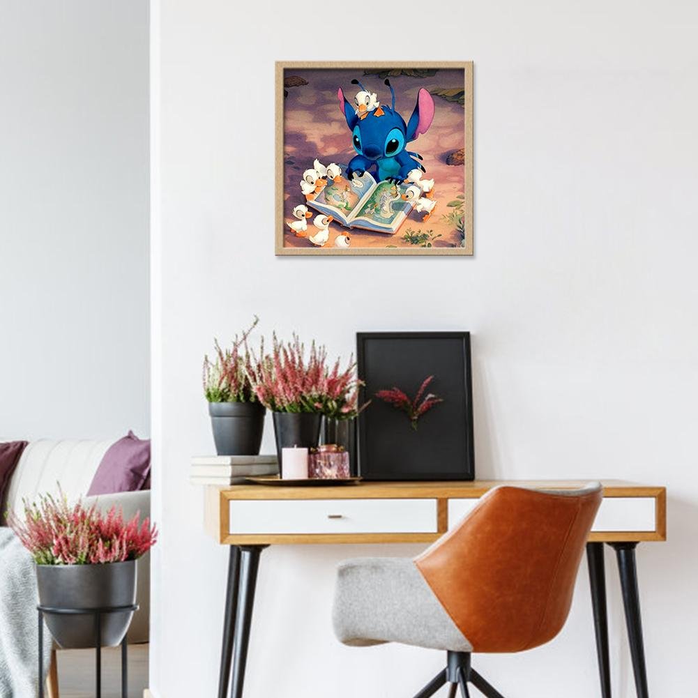 Full Drill Beads Cartoon Reading Stitch Wall Art Needlework Set