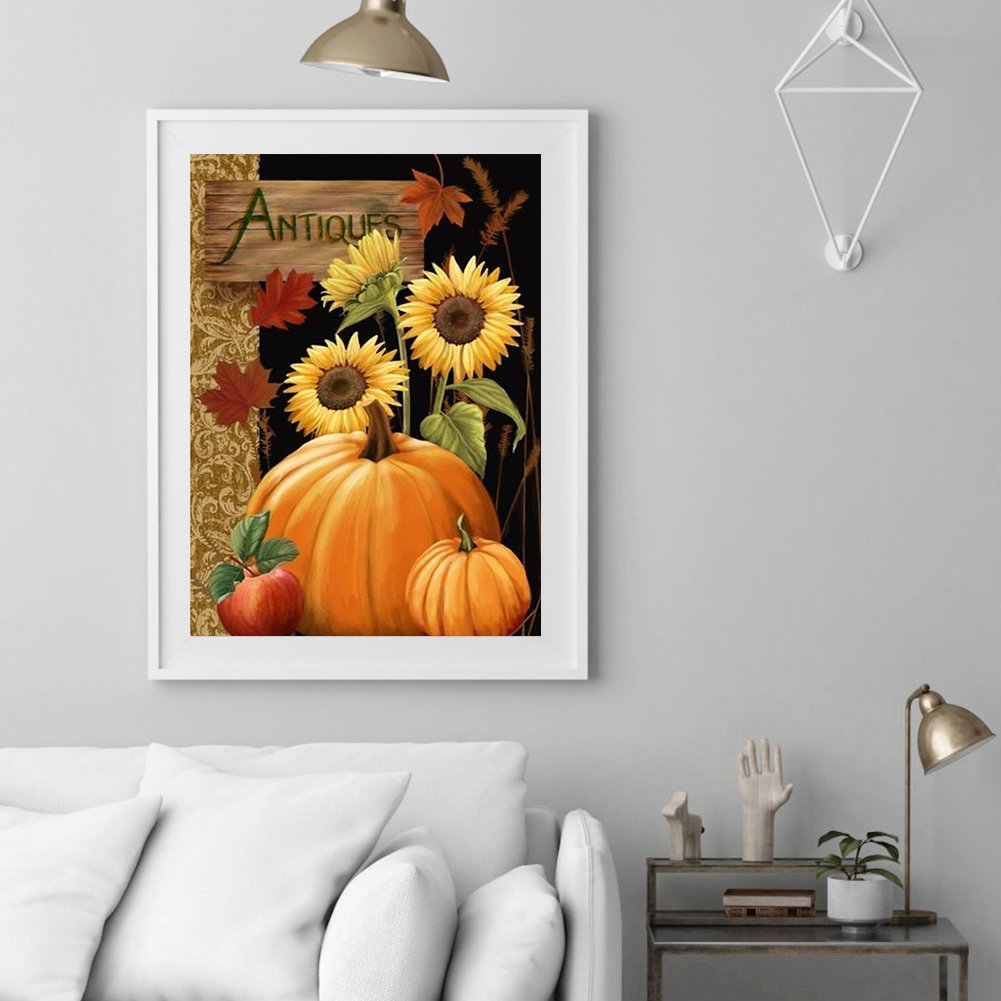 5D DIY Diamond Painting Kit - Full Round - Pumpkin Sunflower A
