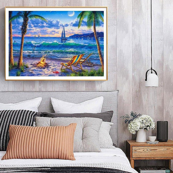 Oil Painting By Number Beach View Oil Painting Wall Art Craft Decor