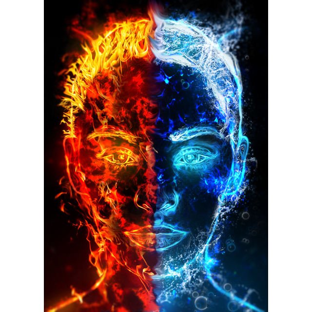 5D Diamond Paintings Art Fire & Ice Face