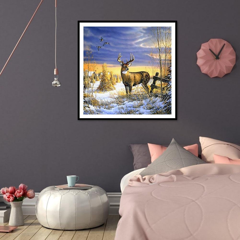 Diamond Painting - Full Round - Snow Deer A