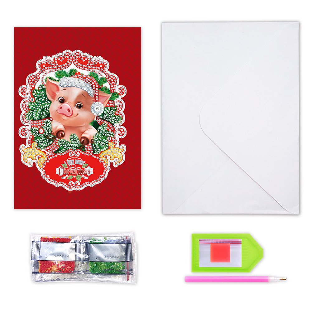 DIY Diamond Painting Greeting Card - Pig