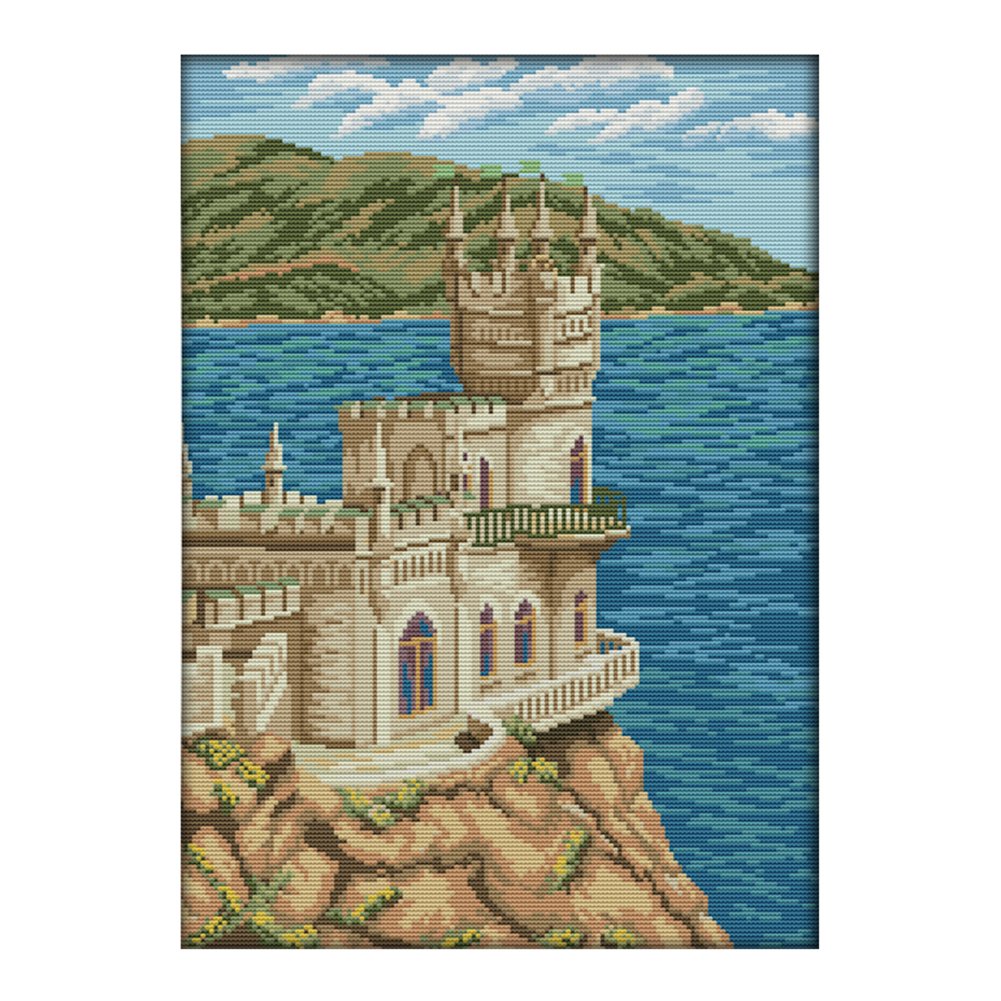 14ct Stamped Cross Stitch Seaside Church (36*46cm)