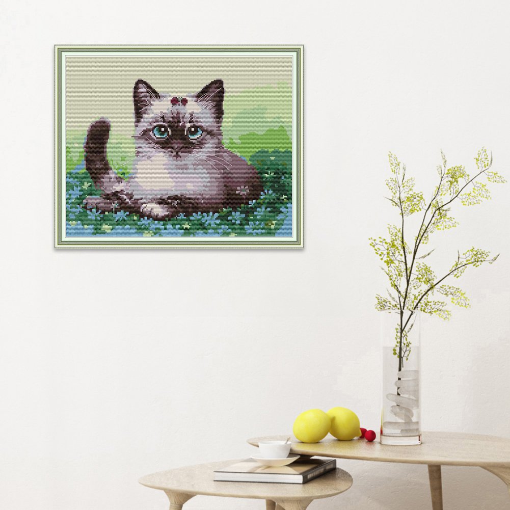 14ct Estampado Ponto Cruz - Gato (39*32cm)