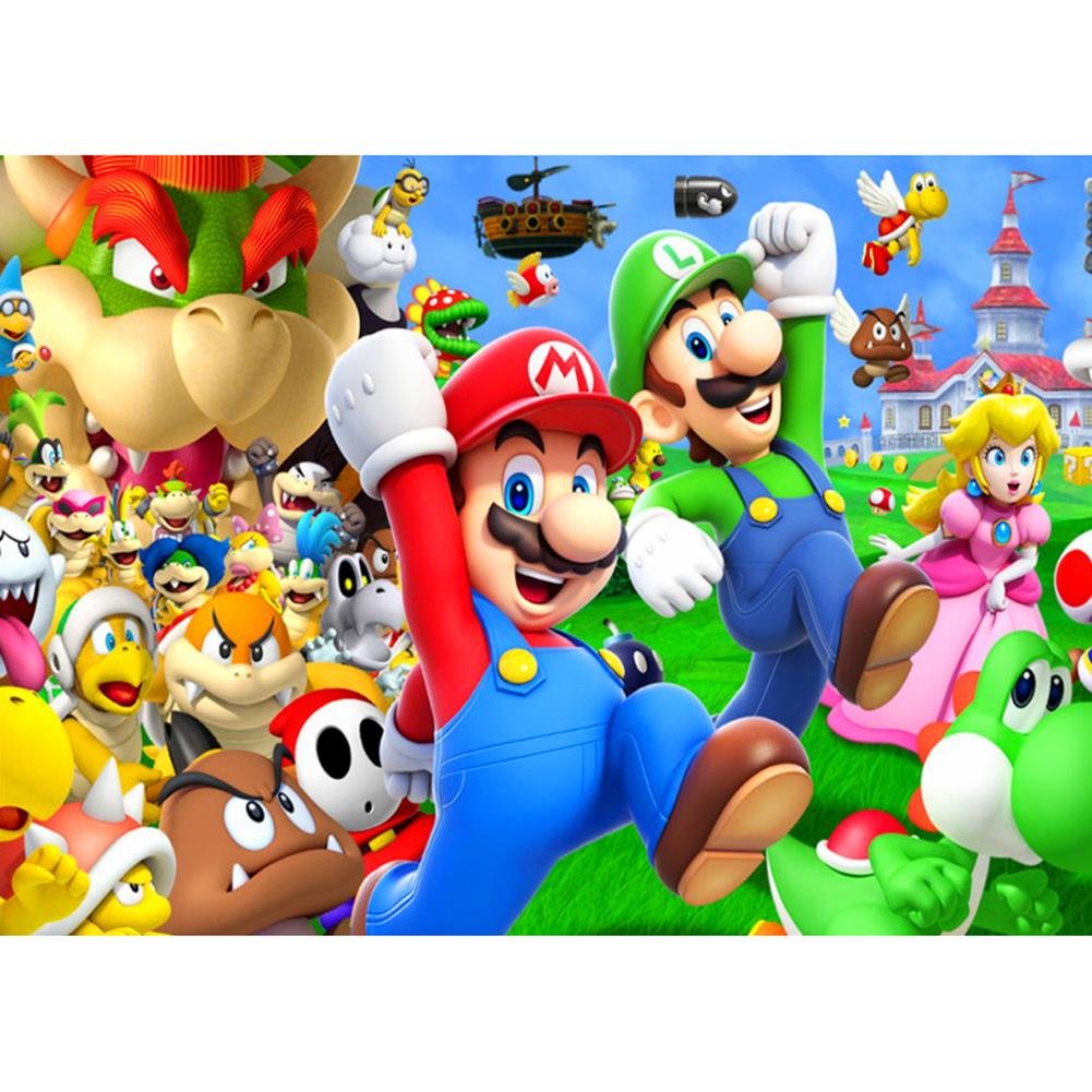 5D Diy Diamond Painting Kit Full Round Beads Super Mario