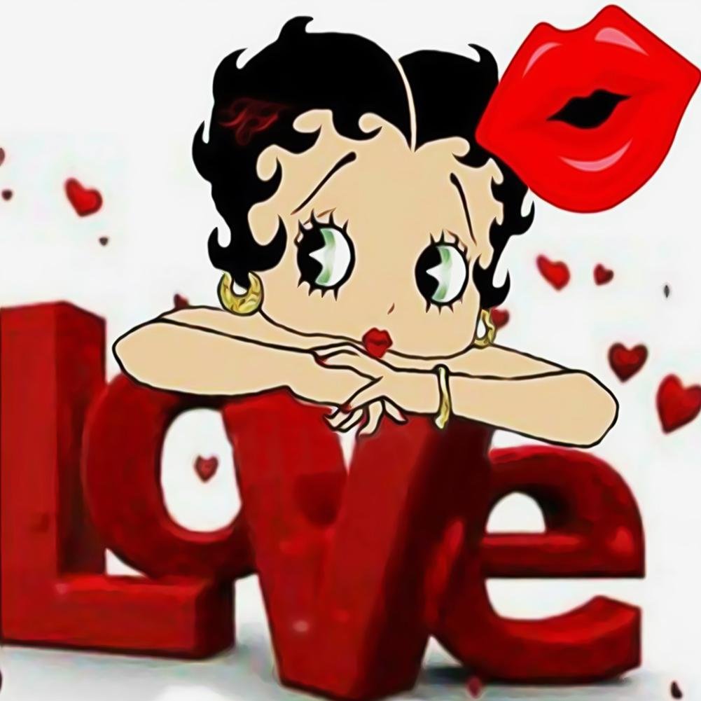 5D Diy Diamond Painting Kit Full Round Beads Betty Boop *40*40cm)