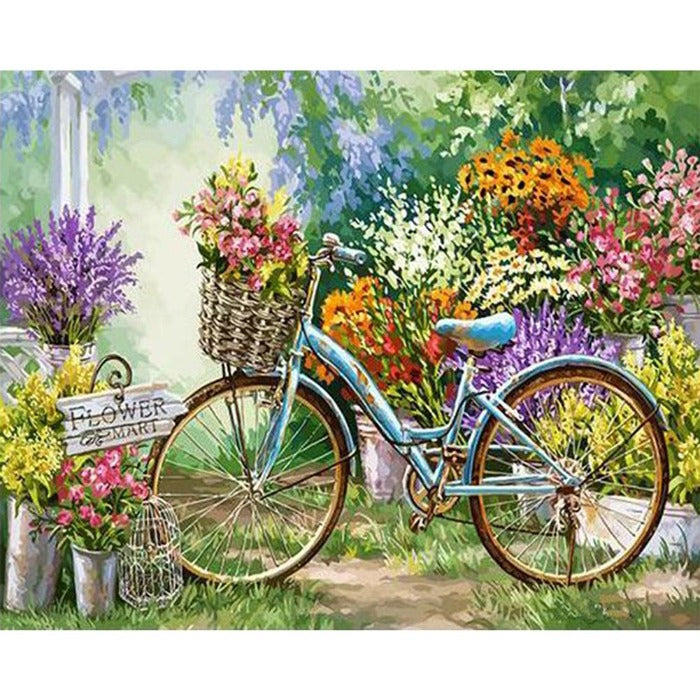 Painting By Numbers Kit DIY Bicycle Hand Painted Canvas Digital Oil Art Picture