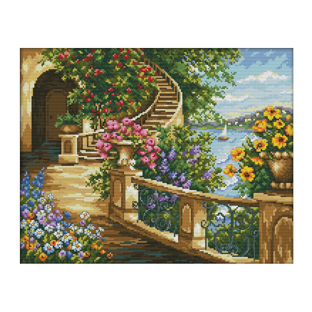 14ct Stamped Cross Stitch Spring Balcony (43*35cm)